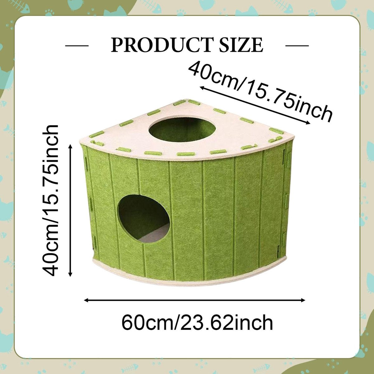 Cat House - Cat Basket - Cat Den - Felt-Shaped Cat Bed - Suitable for All Seasons - Warm | Scratch-Resistant - Pet Bed | Deep Sleeping Bed - Green - Product image 3