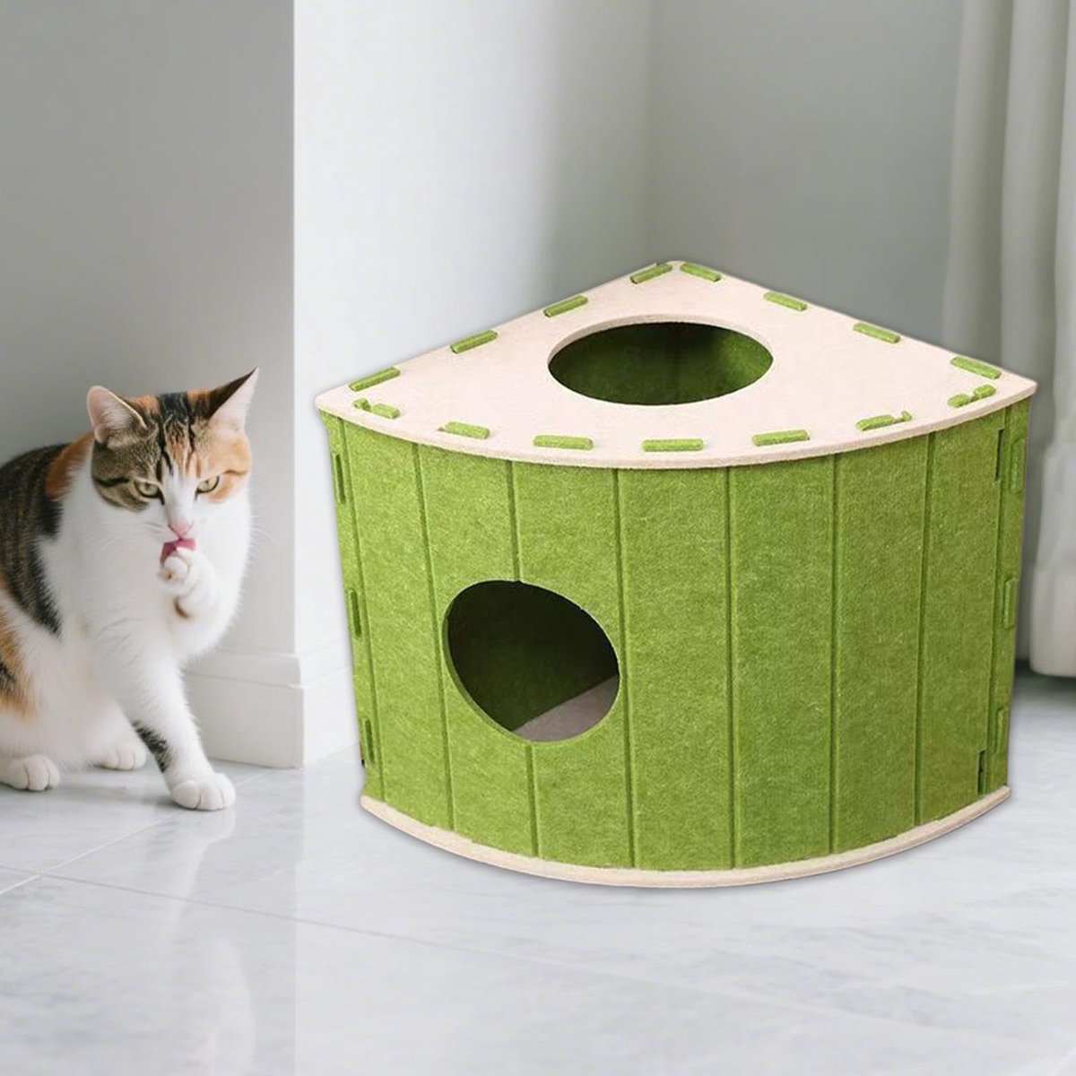 Cat House - Cat Basket - Cat Den - Felt-Shaped Cat Bed - Suitable for All Seasons - Warm | Scratch-Resistant - Pet Bed | Deep Sleeping Bed - Green - Product image 5