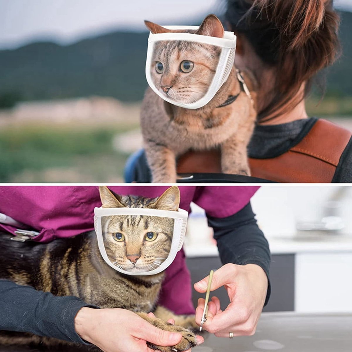 1 Piece - Adjustable Visor - Muzzle with Wide Field of View - Breathable and Bite-Resistant Muzzle - Muzzle for Cat Grooming（S：Suitable for cats with a head circumference of 17-21 cm） - Product image 4