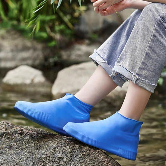 Overshoes - 1 Pair - Waterproof Silicone Overshoes - Reusable, Non-slip, Suitable for Outdoor Activities (Blue - Size L) - Main product image