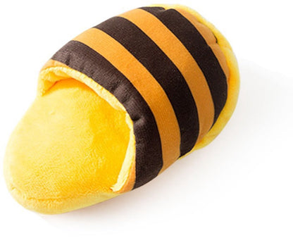 Dog Toys - Dog Cuddly Toy - Slipper Shape - Interactive - Dog Toy - Yellow-Brown Stripes - Main product image