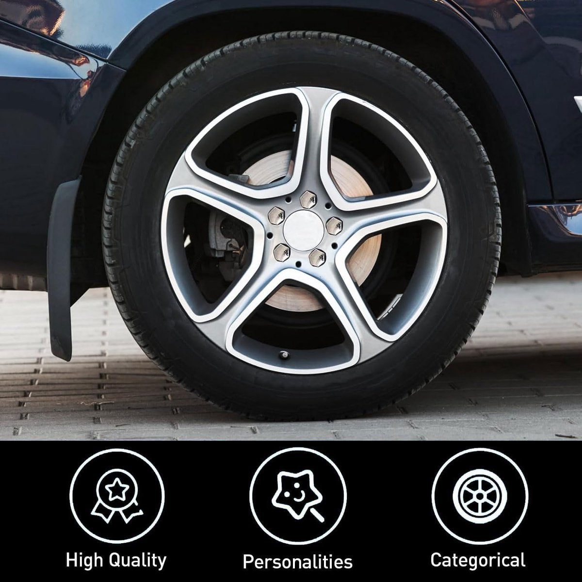 Universal wheel bolt covers (20 pieces) - 17 mm wheel bolt cover - wheel bolt cover - hexagon nut protector - with puller - suitable for all car brands (silver) - Product image 2