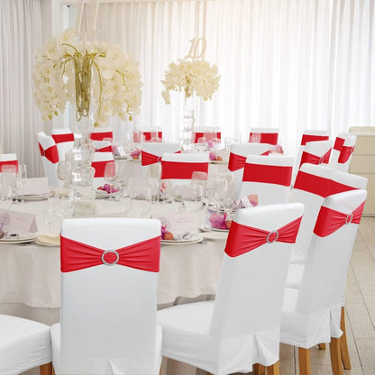 Chair Covers - Pack of 5 - Christmas Chair Covers - Party Chair Covers - Premium Elastic Chair Cover Straps - Buckle Slider - Universal Elastic Chair Straps - Wedding - Ceremony - Banquet Decoration - Red - Product image 6