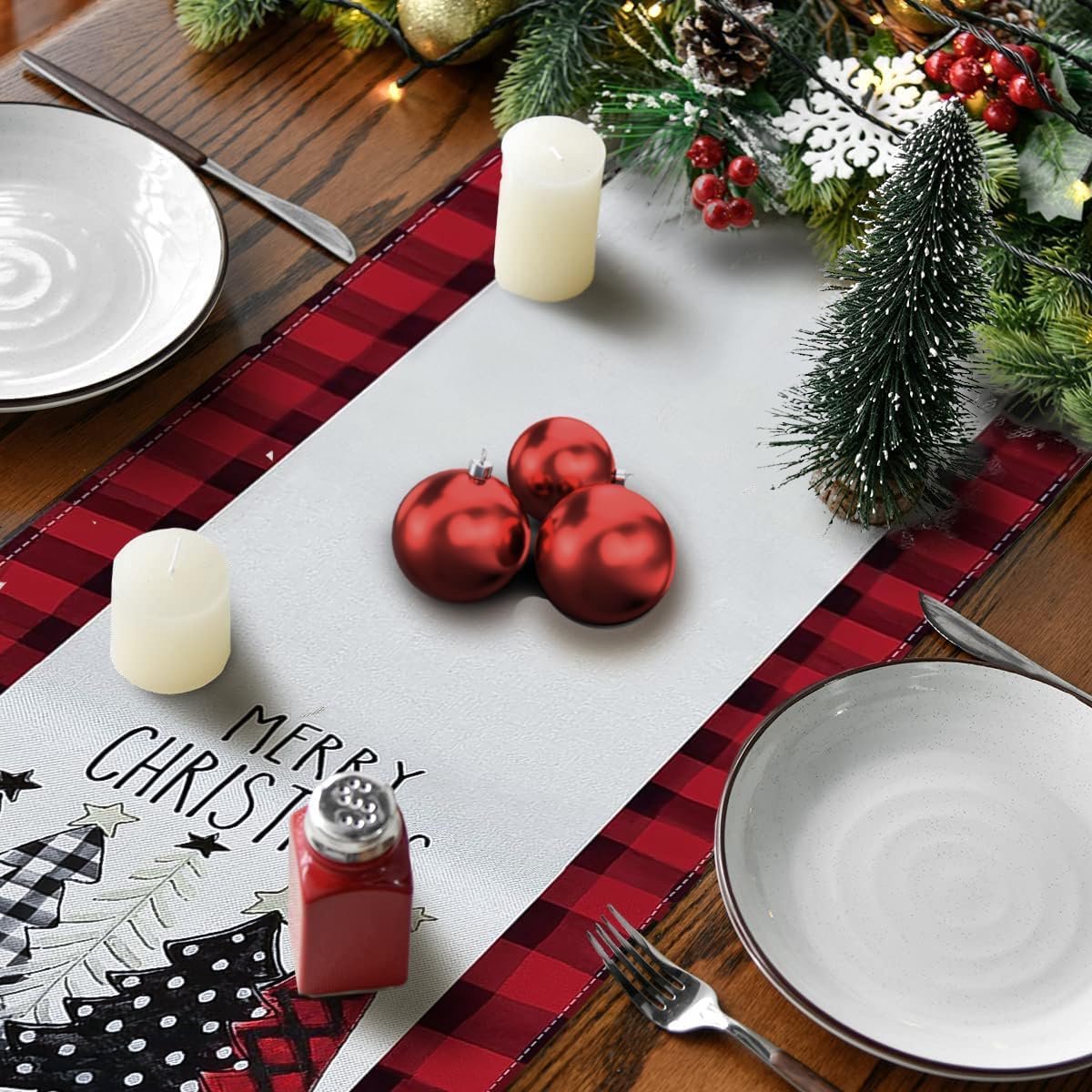 Table Runner - Christmas Table Runner - Christmas Decorations - Christmas Table Runner 33x183 cm - Christmas Table Decorations - Christmas Decorations 2024 - Christmas Decorations (Christmas Red) - Product image 2