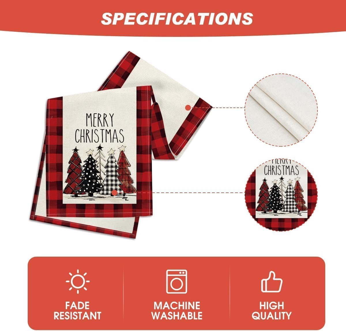 Table Runner - Christmas Table Runner - Christmas Decorations - Christmas Table Runner 33x183 cm - Christmas Table Decorations - Christmas Decorations 2024 - Christmas Decorations (Christmas Red) - Product image 3