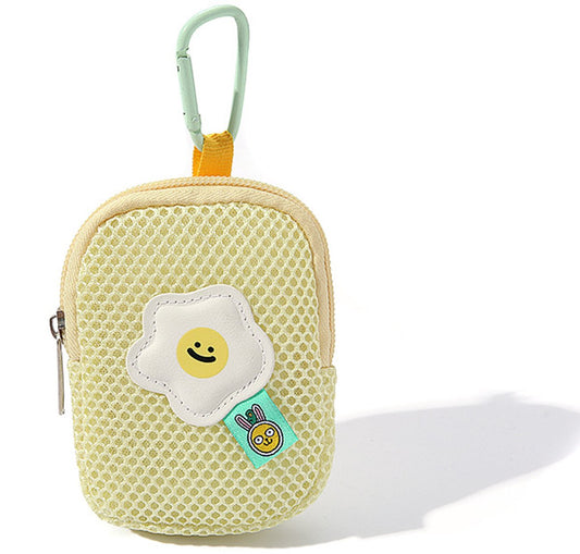 Storage Bag - Cute Mesh - Flowers - Keychain Wallet - Headphone Bag - Pendant Storage Bag - Multifunctional - Yellow - Main product image