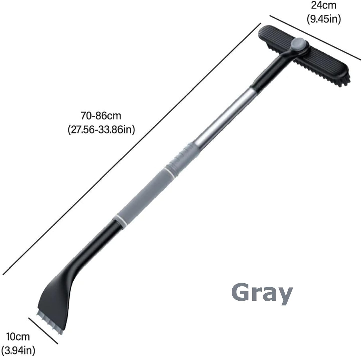 3-in-1 Snow Brush and Ice Scraper for Car Windows - Extendable Snow Remover - 360° Rotating Snow Brush and Ice Scraper with Long Handle (Gray) - Product image 5