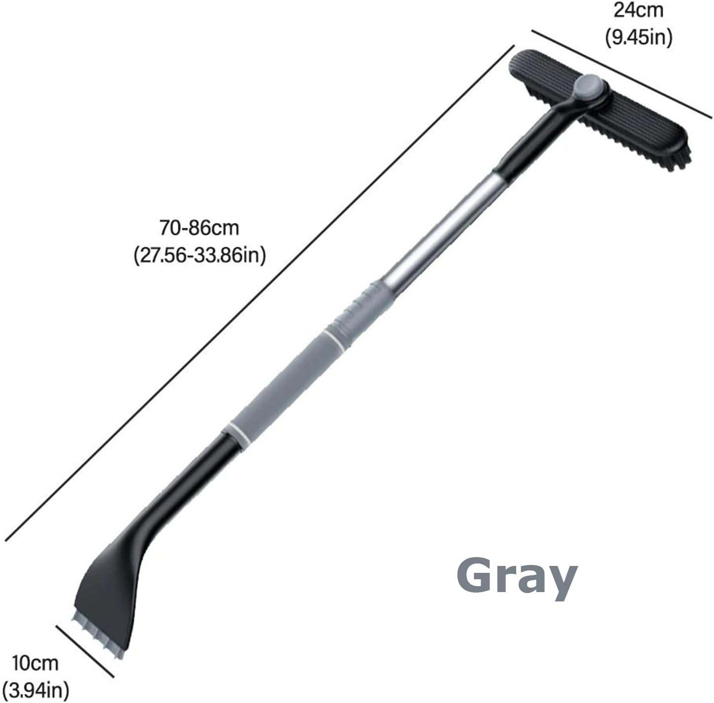 3-in-1 Snow Brush and Ice Scraper for Car Windows - Extendable Snow Remover - 360° Rotating Snow Brush and Ice Scraper with Long Handle (Gray) - Product image 5