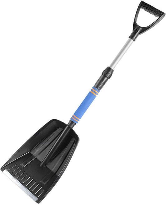 Folding Snow Shovel - Large Capacity | Lightweight & Portable - Wide Snow Clearing Range with Ergonomic D-Shaped Handle and Aluminum Blade - Snow Shovel for Outdoor, Car, Garden, Camping, Driveway（Blue） - Main product image