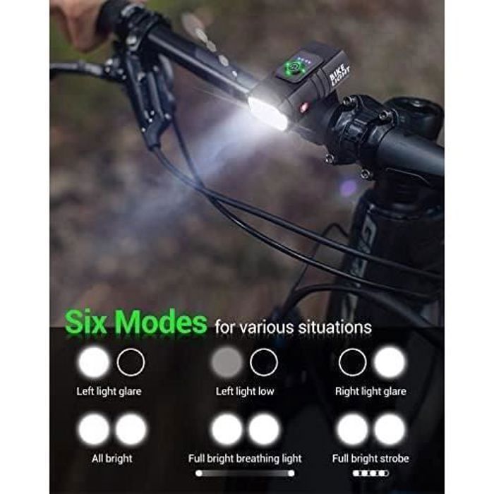 Bicycle Light, 1600 Lumens Ultra-Bright Bicycle Headlight, 6 Lighting Modes + 4 Flash Modes, USB Rechargeable, Waterproof IPX5 Bicycle Light - Product image 2