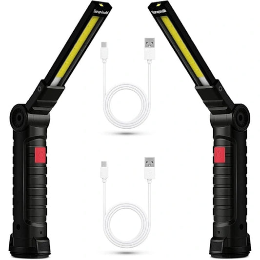 Rechargeable LED Work Light 2 Pack Magnetic COB USB Torch 5 Modes 360° Camping Lamp for Workshop Garage Emergency Auto Inspection Lighting{YG} - Main product image