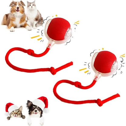 2 pcs 360° Smart Automatic Rolling Pet Ball, Rechargeable Irregular Movement for Cats & Dogs, Red - Main product image
