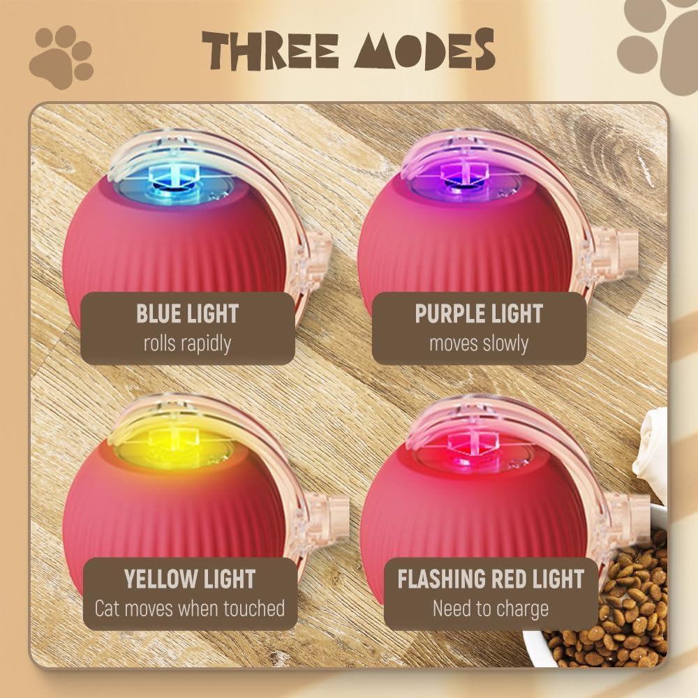 2 pcs 360° Smart Automatic Rolling Pet Ball, Rechargeable Irregular Movement for Cats & Dogs, Red - Product image 3