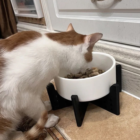 Elevator Pet Bowl, Neck Support Food Bowl, Easy to Clean (Elevator Cat Bowl), Black and White - Main product image