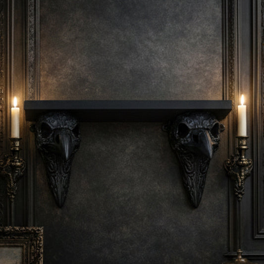 3D-printed crow skull wall mount adds a touch of mystery to your home. (Black) - Main product image