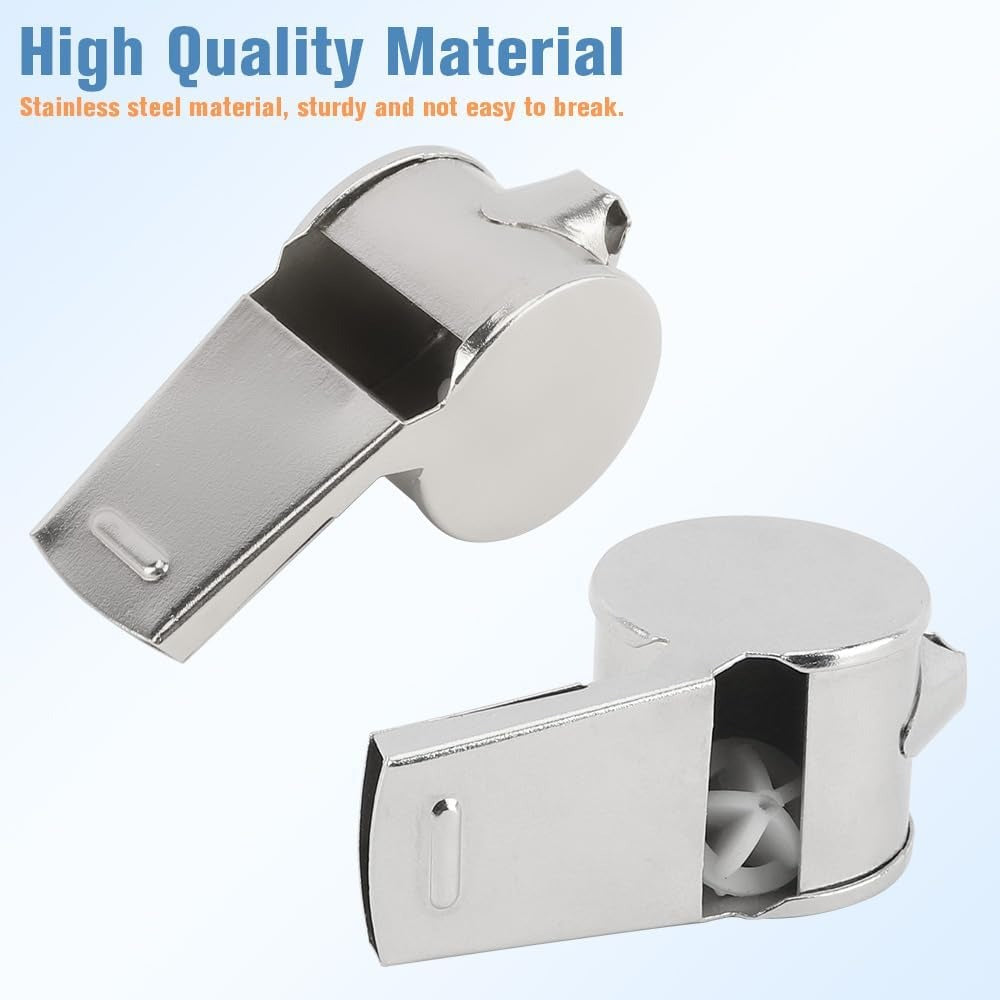 24 Pack Stainless Steel Whistles with Lanyards – Durable Loud Sports, Coaching, Referee, Party Favors, Outdoor Safety Whistles - Product image 5