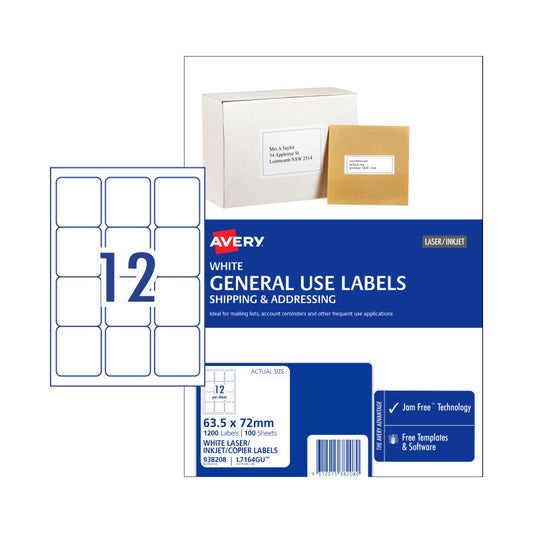 AVERY Gen Label L7164GU 12Up Pack of 100 - Main product image