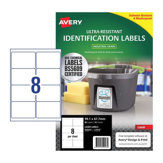 AVERY Label Outdoor L7914 8Up Pack of 10 - Main product image