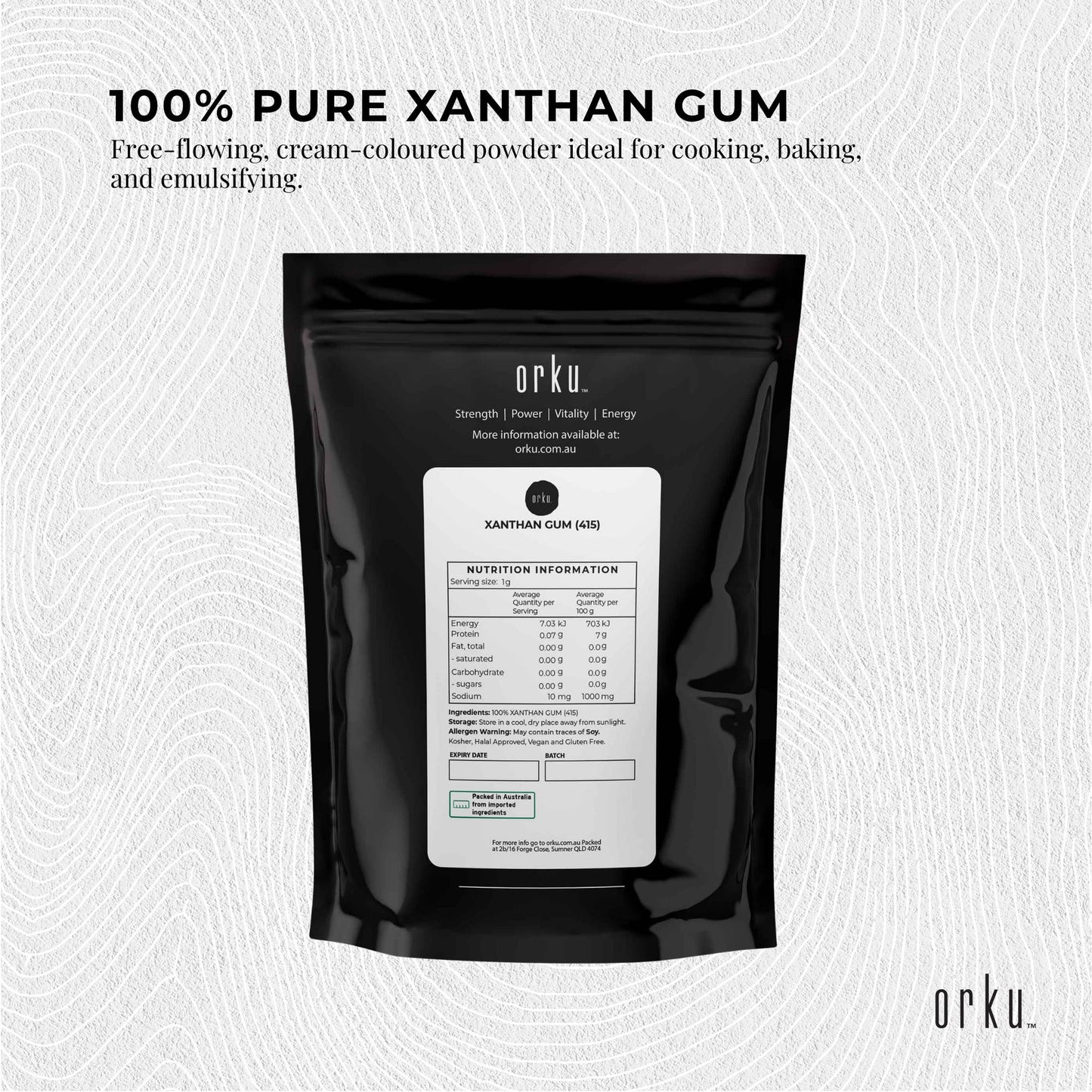 Orku 2Kg Xanthan Gum Thickener Pure Fine Powder 200 Mesh FCC E415 Food Additive - Product image 3