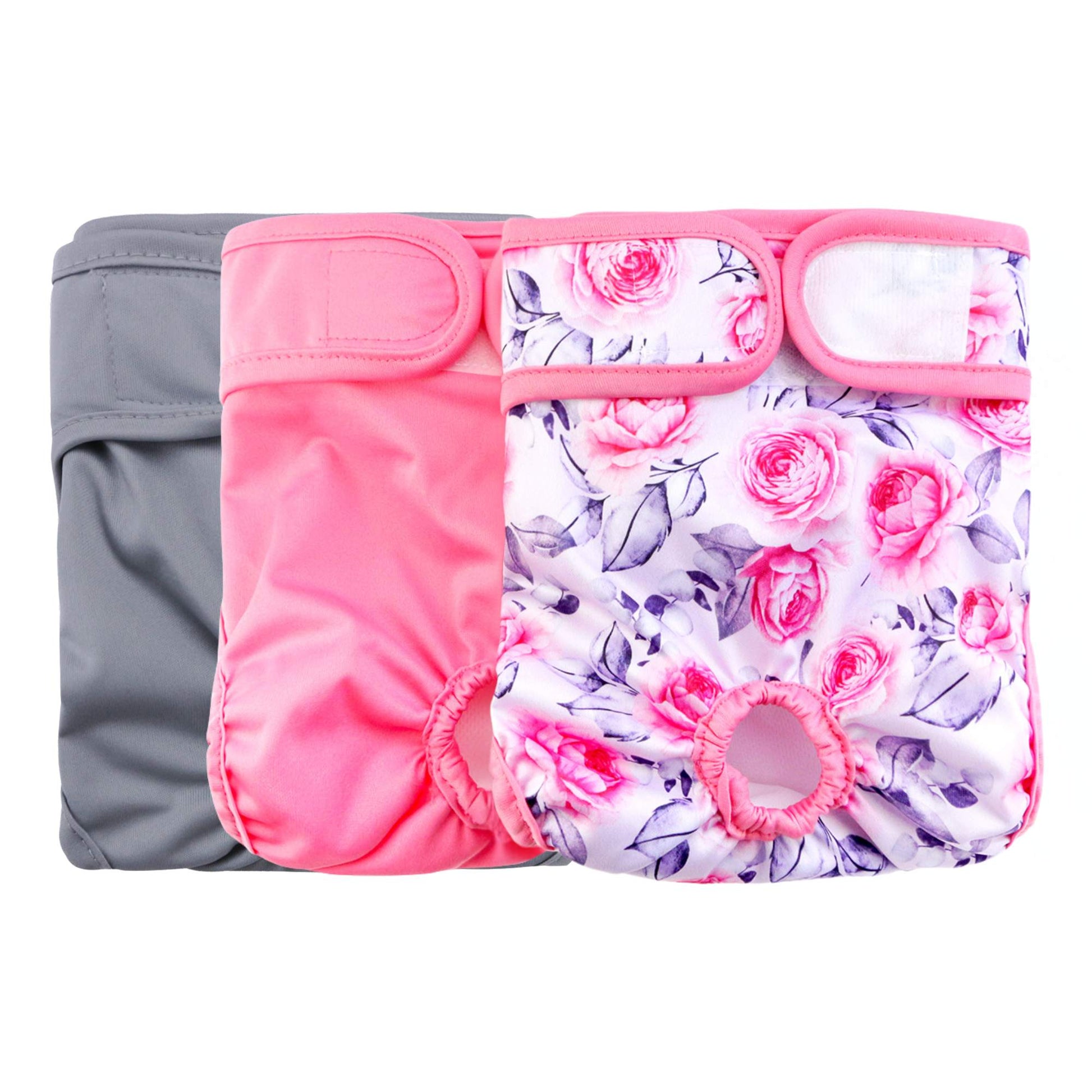 Rooster Farms Female Dog Diapers Large 3Pk - Washable Reusable Nappies Hook/Loop - Main product image