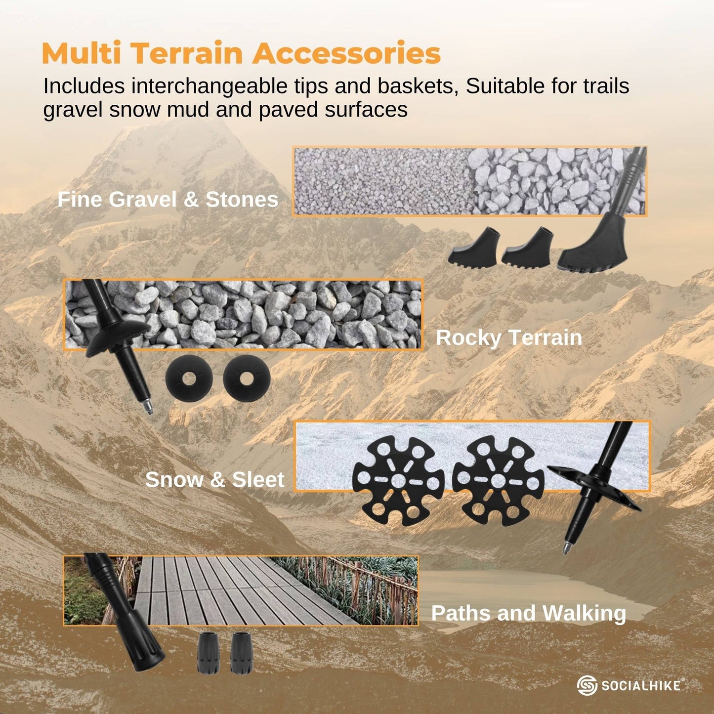 Social Hike Trekking Poles Set of 2 Adjustable Lightweight Hiking Walking Sticks - Product image 8