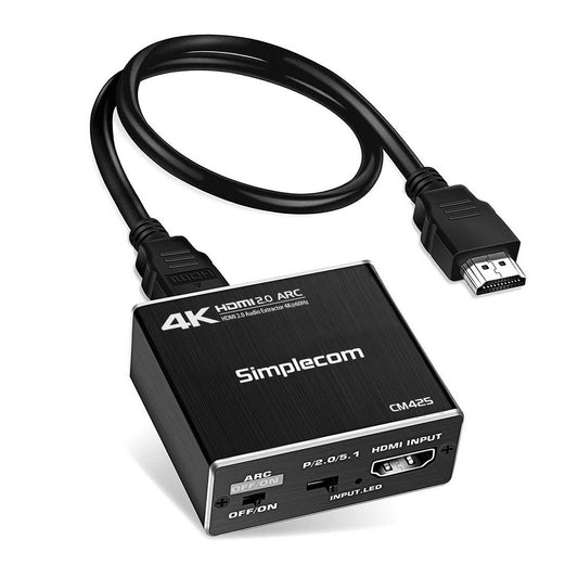 Simplecom CM425 HDMI 2.0 Audio Extractor Optical SPDIF and 3.5mm Stereo with ARC 4K@60Hz - Main product image
