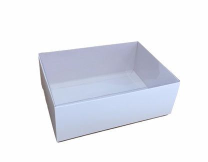 100 Pack of White Card Box - Clear Slide On Lid - 17 x 25 x 5cm -  Large Beauty Product Gift Giving Hamper Tray Merch Fashion Cake Sweets Xmas - Product image 6