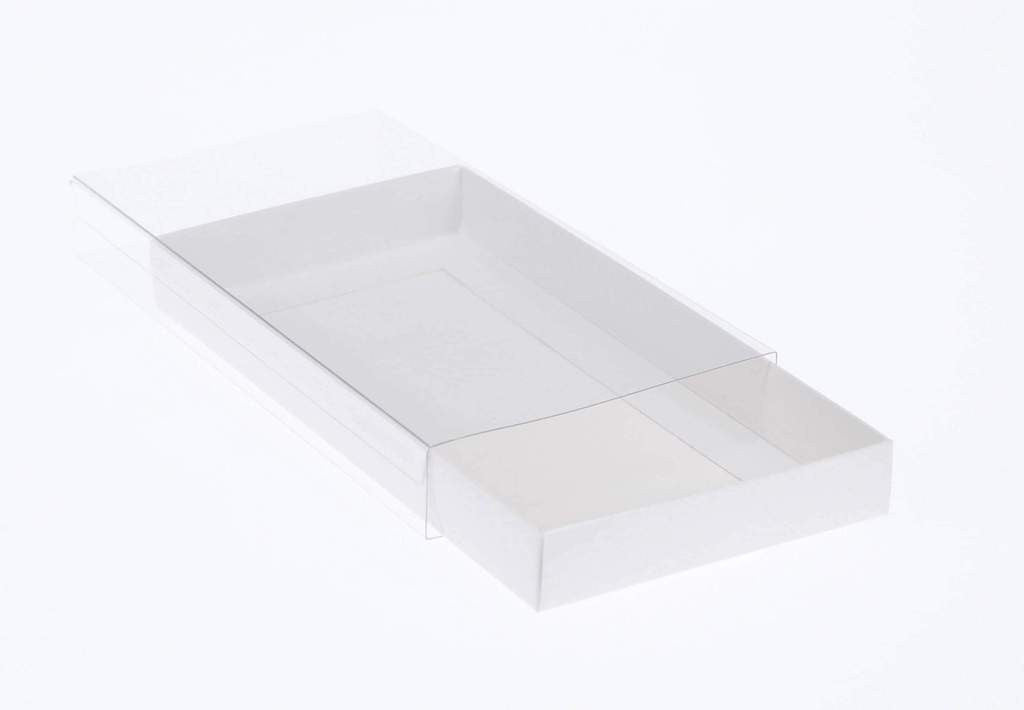 100 Pack of White Card Box - Clear Slide On Lid - 30 x 20 x 8cm -  Large Beauty Product Gift Giving Hamper Tray Merch Fashion Cake Sweets Xmas - Product image 4