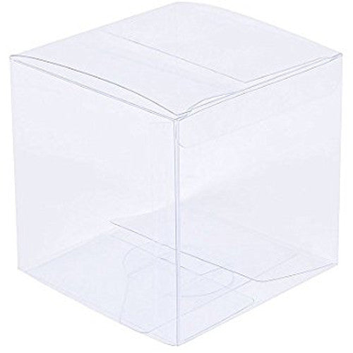 50 Pack of  12cm Square Cube Box - Large Bomboniere Exhibition Gift Product Showcase Clear Plastic Shop Display Storage Packaging Box - Main product image