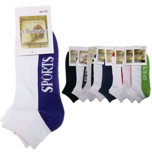 9x COTTON ANKLE SOCKS Sport Cushion Foot Low Cut Running - Assorted Colours Bulk - 11-14 - Main product image