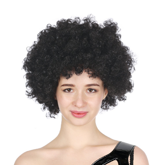 Mens DELUXE AFRO WIG Curly Hair Costume Party Fancy Disco 70s 80s Dress Up - Black - Main product image