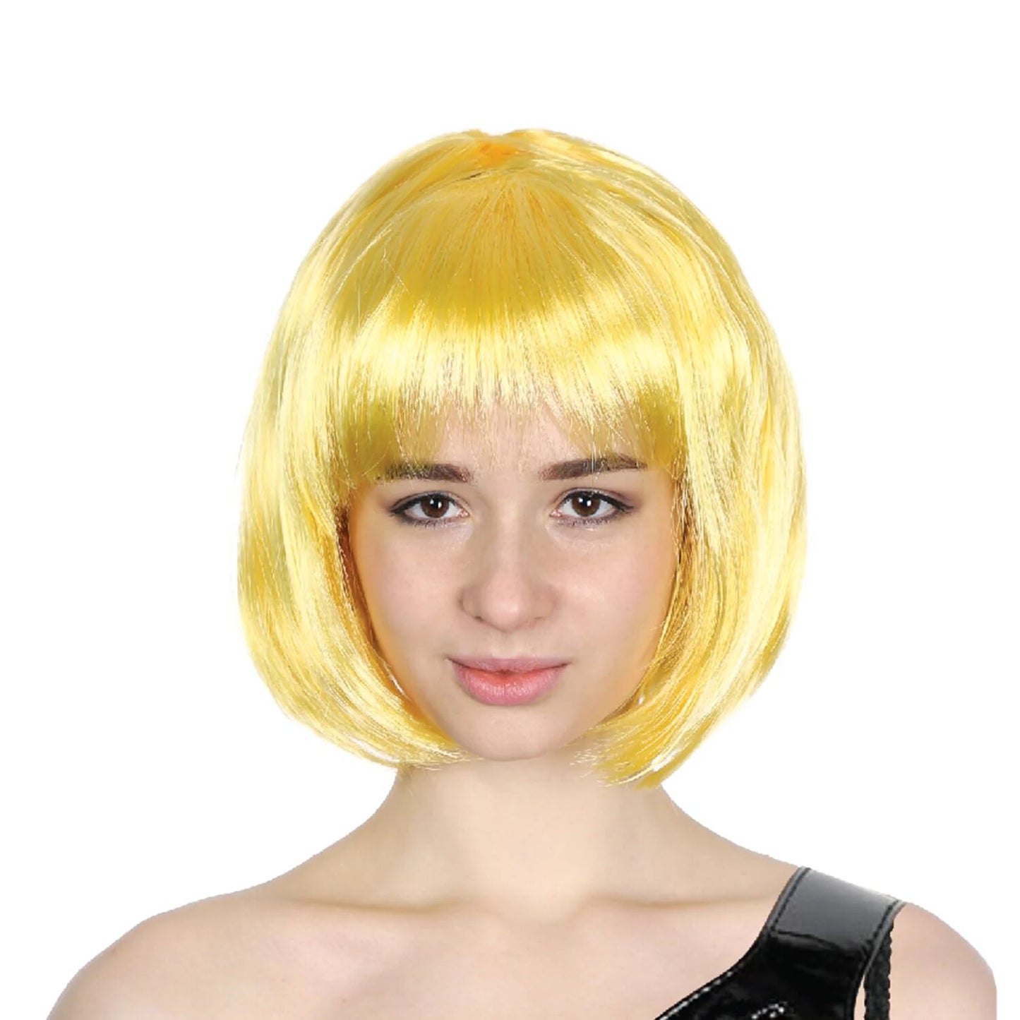 Bob Wig Costume Short Straight Fringe Cosplay Party Full Hair Womens Fancy Dress - Yellow - Product image 2