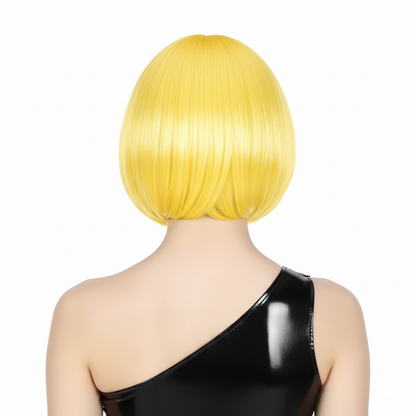Bob Wig Costume Short Straight Fringe Cosplay Party Full Hair Womens Fancy Dress - Yellow - Product image 3