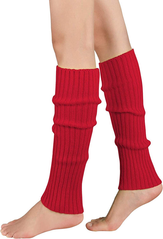 Pair of Womens Leg Warmers Disco Winter Knit Dance Party Crochet Legging Socks Costume - Red - Main product image