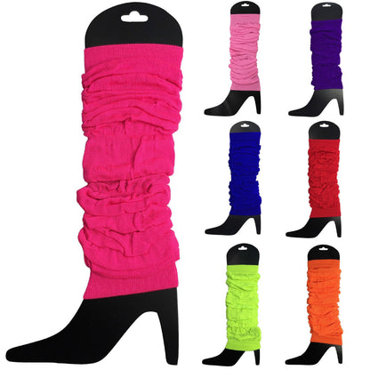 LEG WARMERS Knitted Womens Neon Party Knit Ankle Fluro Dance Costume 80s Pair - Fluro Orange - Product image 3