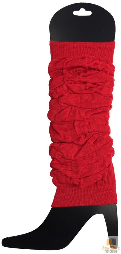 LEG WARMERS Knitted Womens Neon Party Knit Ankle Fluro Dance Costume 80s Pair - Red - Main product image