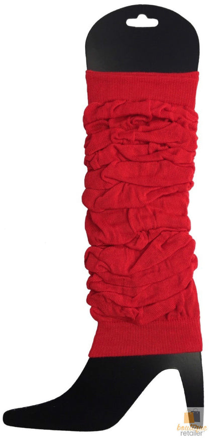 LEG WARMERS Knitted Womens Neon Party Knit Ankle Fluro Dance Costume 80s Pair - Red - Product image 2