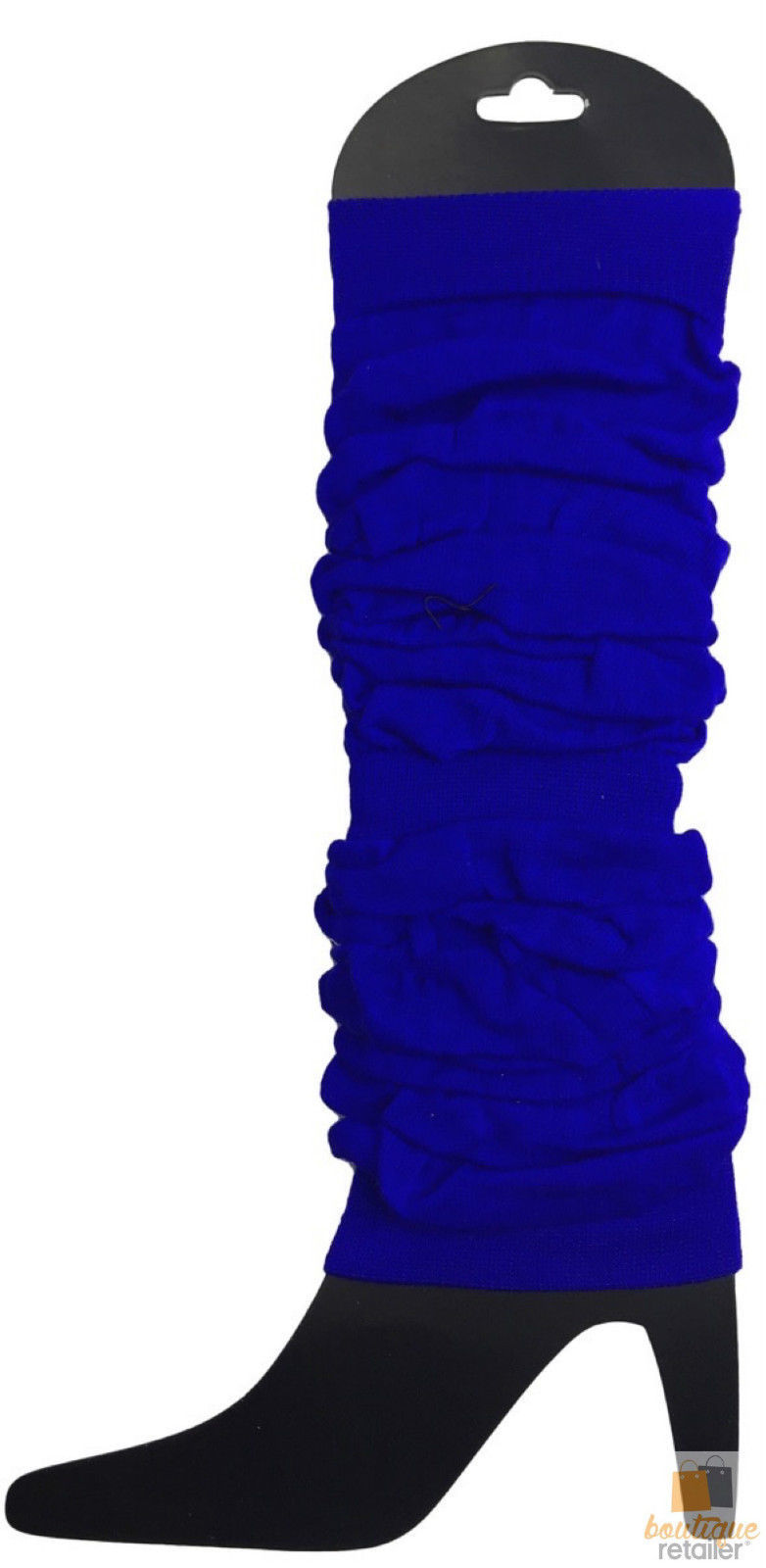 LEG WARMERS Knitted Womens Neon Party Knit Ankle Fluro Dance Costume 80s Pair - Royal Blue - Main product image