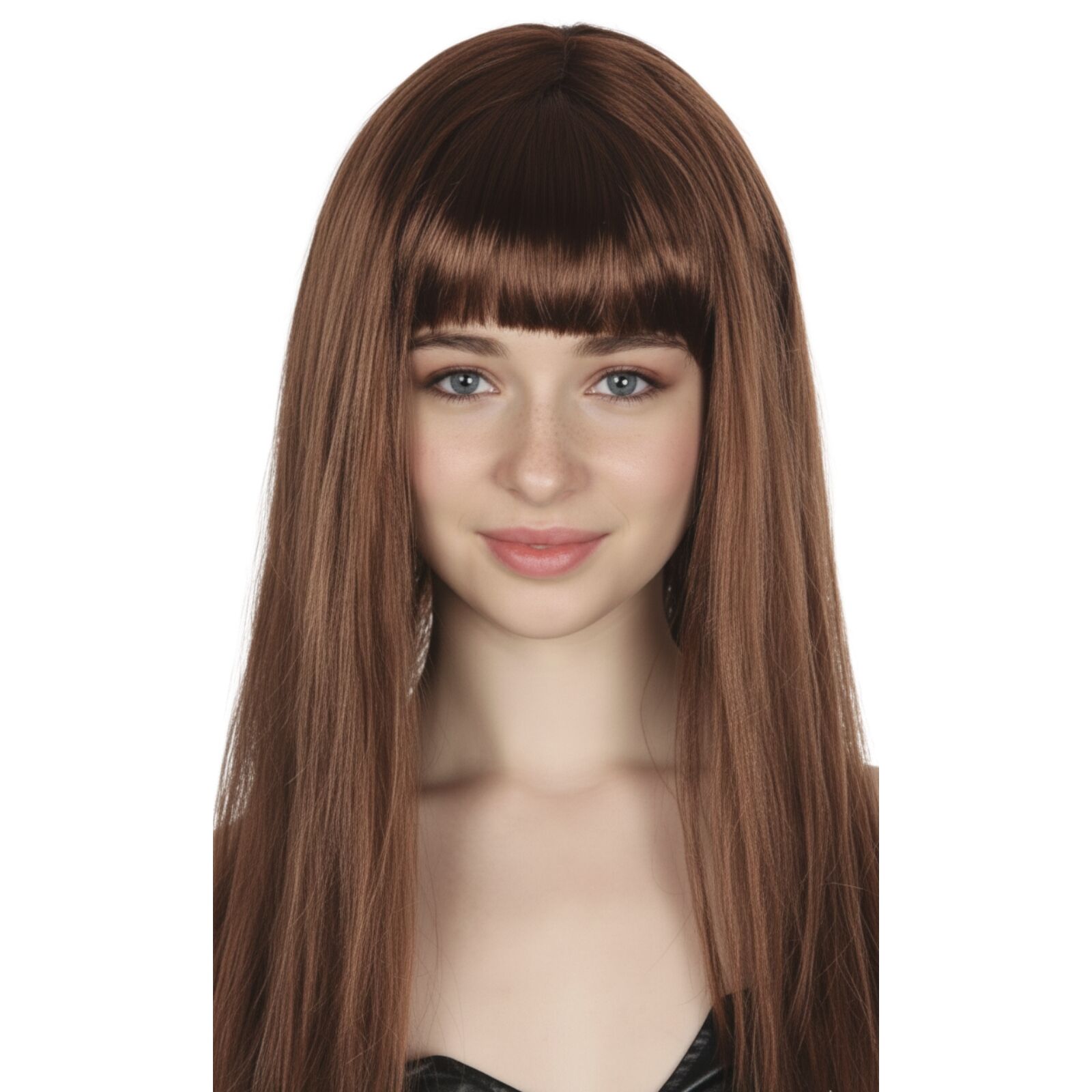 LONG WIG Straight Party Hair Costume Fringe Cosplay Fancy Dress 70cm Womens - Brown (22465) - Main product image