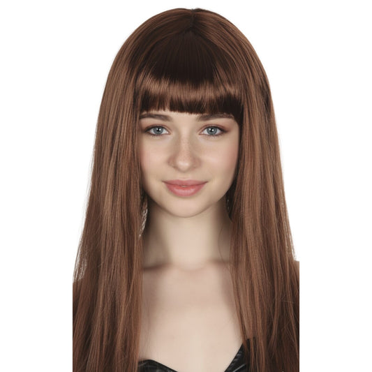 LONG WIG Straight Party Hair Costume Fringe Cosplay Fancy Dress 70cm Womens - Brown (22465) - Main product image