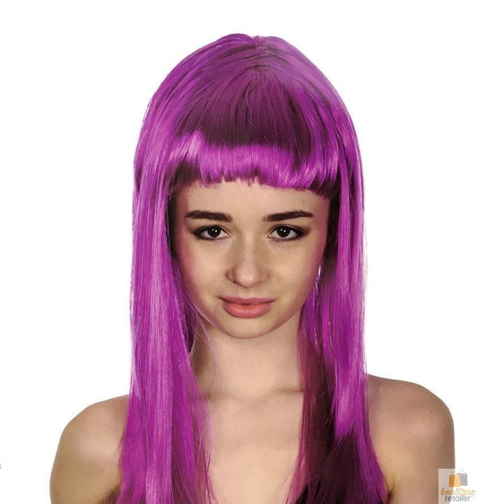 LONG WIG Straight Party Hair Costume Fringe Cosplay Fancy Dress 70cm Womens - Fuchsia (22455) - Main product image