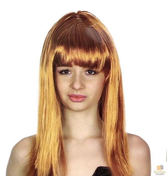 LONG WIG Straight Party Hair Costume Fringe Cosplay Fancy Dress 70cm Womens - Golden Brown (22463) - Main product image