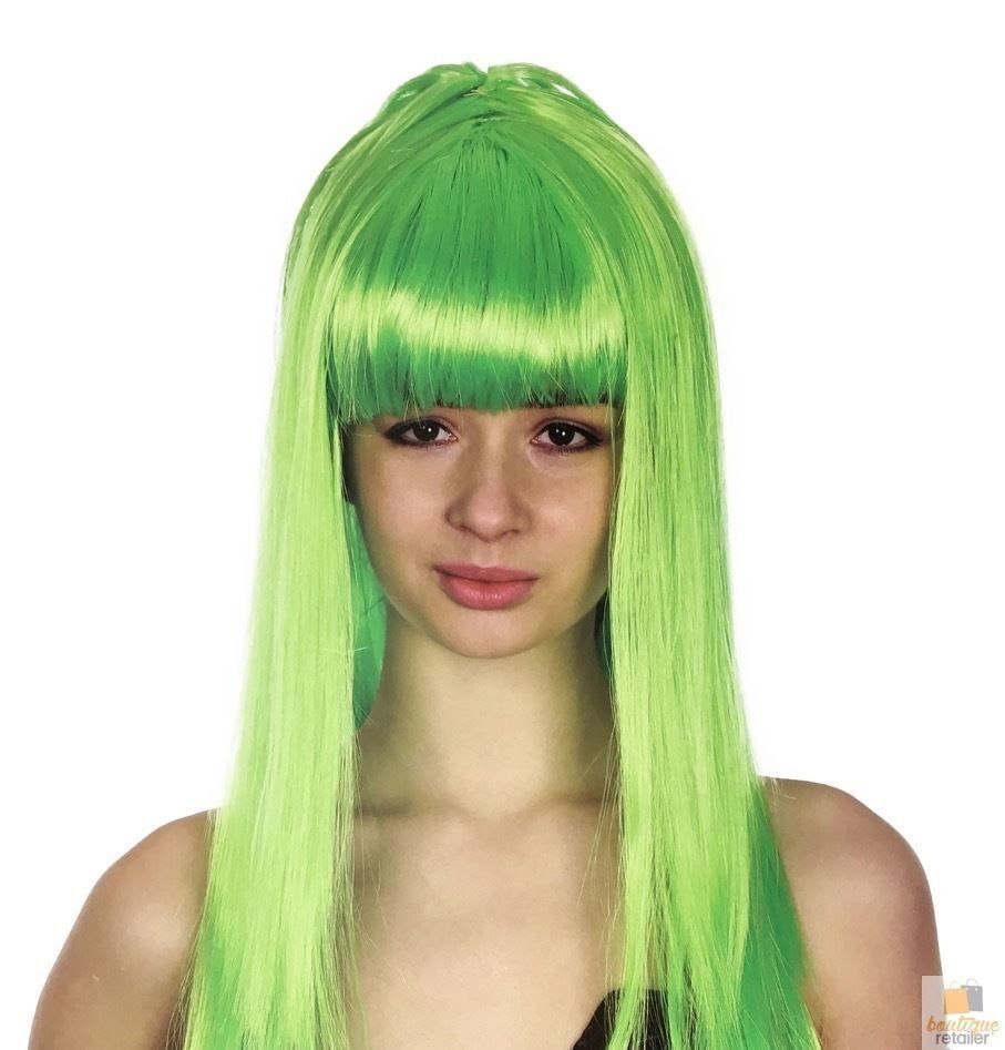 LONG WIG Straight Party Hair Costume Fringe Cosplay Fancy Dress 70cm Womens - Green (22460) - Product image 2