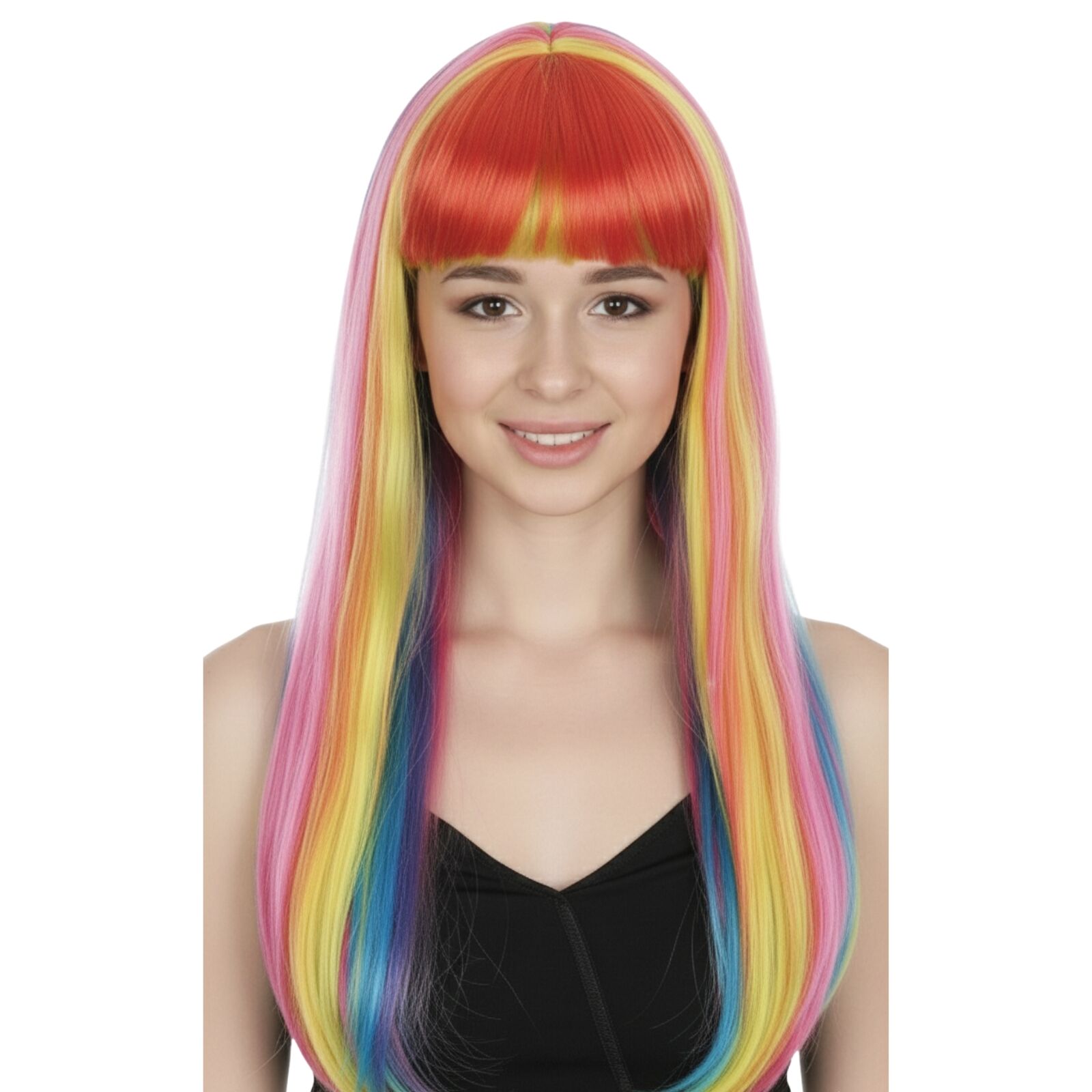 LONG WIG Straight Party Hair Costume Fringe Cosplay Fancy Dress 70cm Womens - Rainbow (22468) - Product image 2