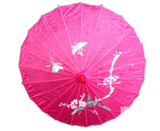 PARASOL UMBRELLA Chinese Japanese Bamboo Flower Pattern Fabric 80cm Diameter - Hot Pink - Main product image