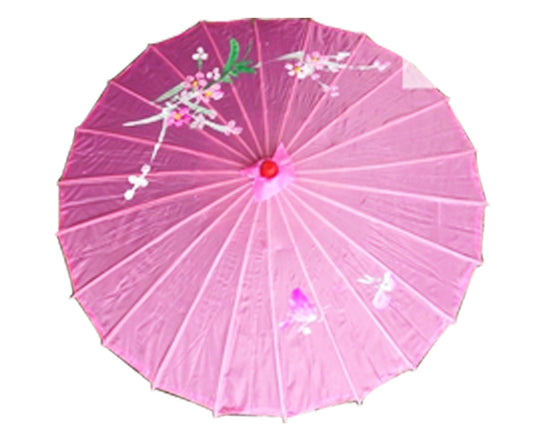 PARASOL UMBRELLA Chinese Japanese Bamboo Flower Pattern Fabric 80cm Diameter - Light Pink - Main product image