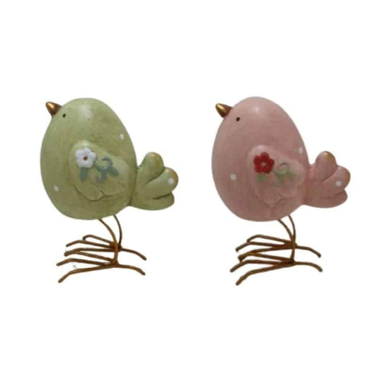 Set 2 Asst Green + Pink Birds 13cm - Main product image