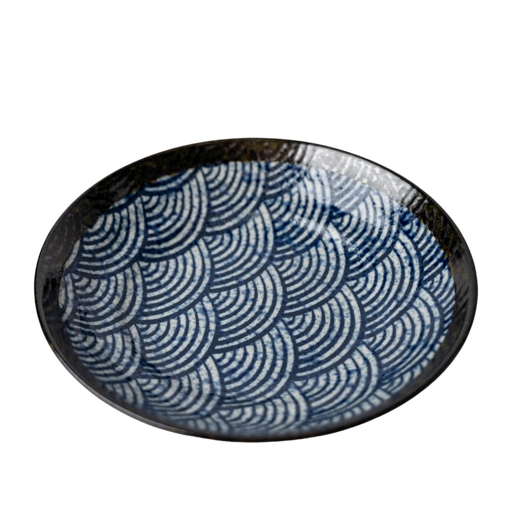 Pasta Bowl Open 23cm Blue Wave Design - Main product image