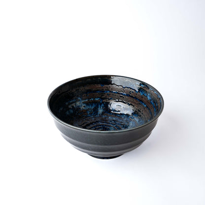 Udon Bowl Fluted 17cm Copper Swirl Glaze - Main product image