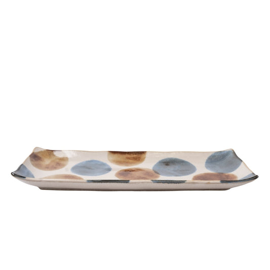 Sashimi Plate 27cm Brush Blue Spot Glaze - Main product image